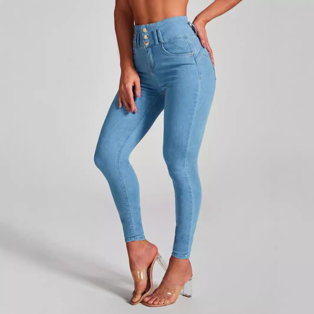 Women’s Luxury High-Waist Stretch Jeans – European Fit | Light Blue