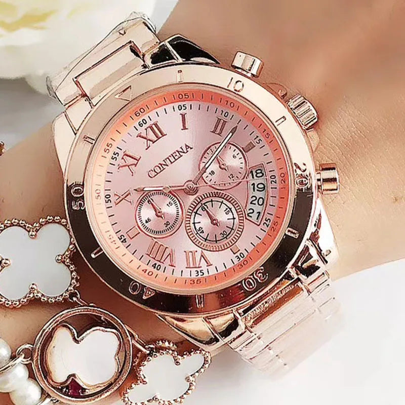 Luxury Women’s Chronograph Watch – Rose Gold Stainless Steel