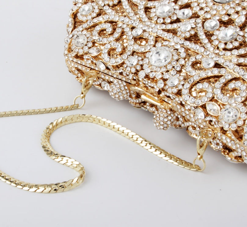Luxury Crystal Beaded Evening Clutch Bag – Elegant Party & Wedding Purse