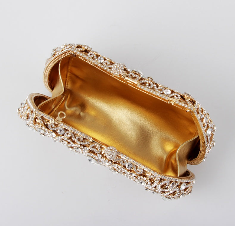 Luxury Crystal Beaded Evening Clutch Bag – Elegant Party & Wedding Purse