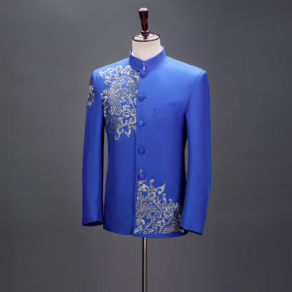 Stylist Frantz Signature Mandarin Suit – Luxury Embroidered Formal Jacket