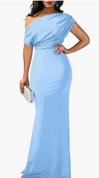STYLIST FRANTZ™ One-Shoulder Couture Maxi Dress – Luxury Evening Collection