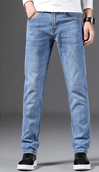Men’s Slim Fit Elastic Straight Jeans – Comfortable Stretch Denim