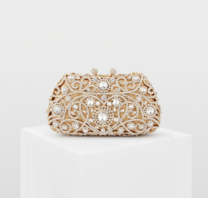 Luxury Crystal Beaded Evening Clutch Bag – Elegant Party & Wedding Purse