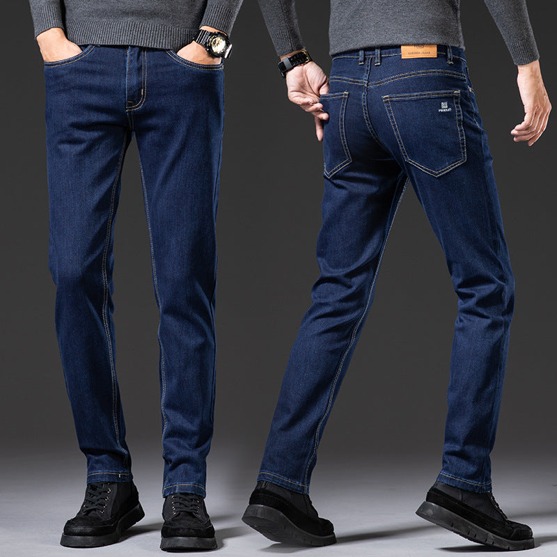 Men’s Slim Fit Elastic Straight Jeans – Comfortable Stretch Denim