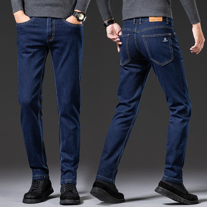 Men’s Slim Fit Elastic Straight Jeans – Comfortable Stretch Denim