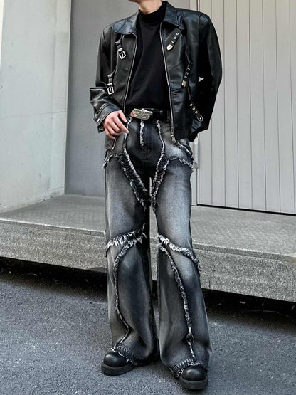 Men’s Distressed Streetwear Heavy Wash Denim Jeans