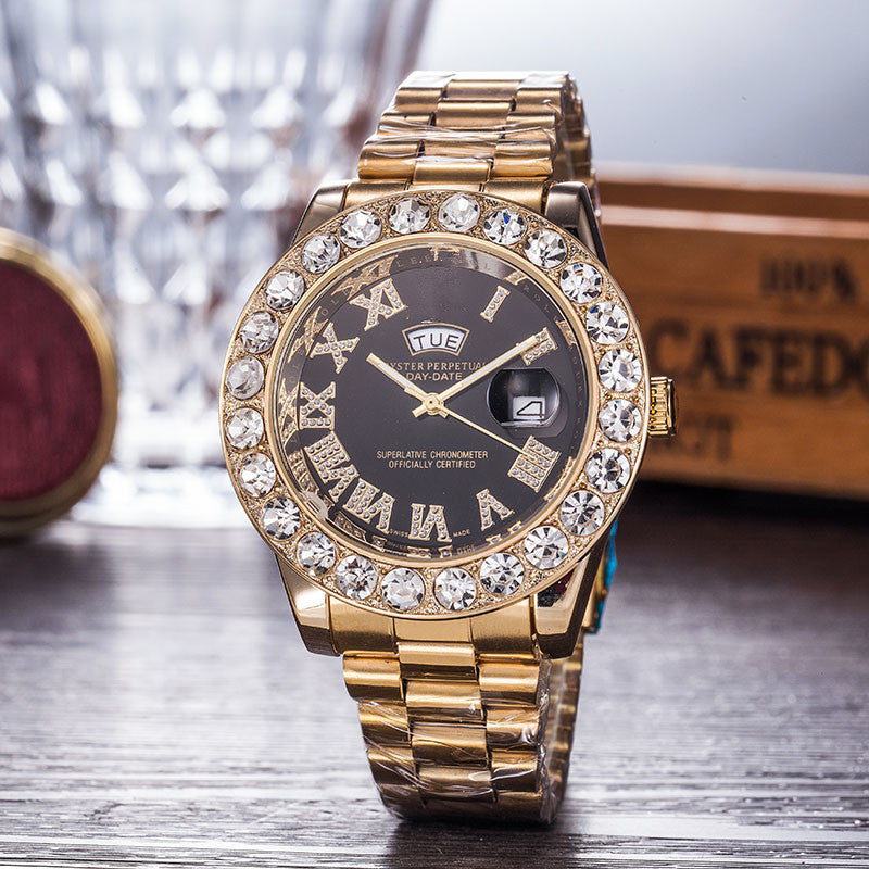 Gypsophila Diamond Steel Belt Watch – Waterproof Luxury Crystal Bracelet Timepiece