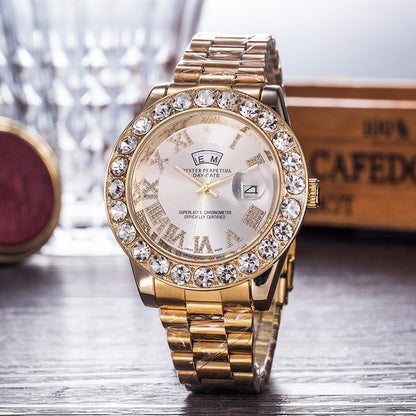 Gypsophila Diamond Steel Belt Watch – Waterproof Luxury Crystal Bracelet Timepiece