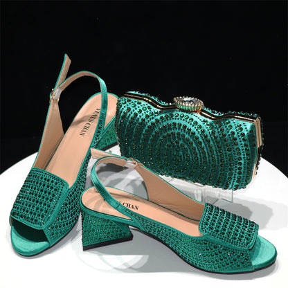 STYLIST FRANTZ™ Peep Toe Crystal Diamond Slippers – Luxury Monochrome Women’s Heels