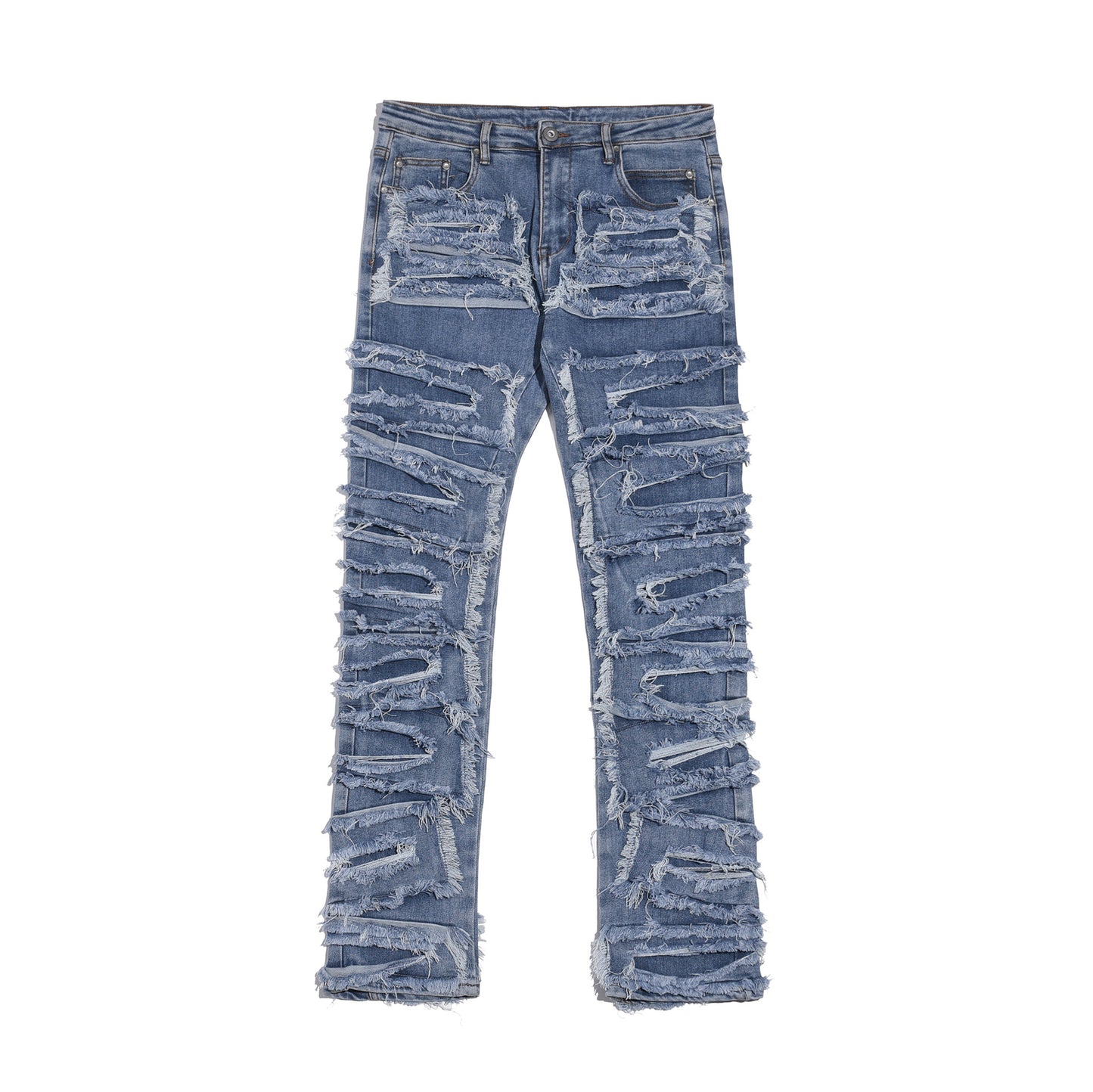 Men’s Premium Ripped Patch Denim Jeans – Streetwear Fit with Free Alterations