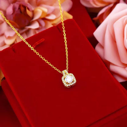 Luxury Zircon Bridal Jewelry Set – Gold Necklace, Earrings & Ring Set for Women