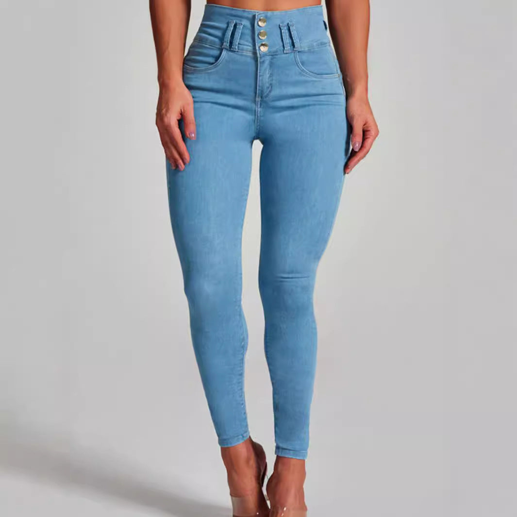 Women’s Luxury High-Waist Stretch Jeans – European Fit | Light Blue