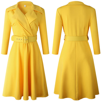 STYLIST FRANTZ™ Elegant Deep V-Neck Midi Dress – Plus Size Solid Color Luxury Fit