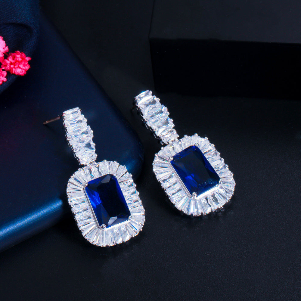 Platinum Zircon Luxury Jewelry Set – Necklace & Earrings for Women | Wedding & Evening Elegance