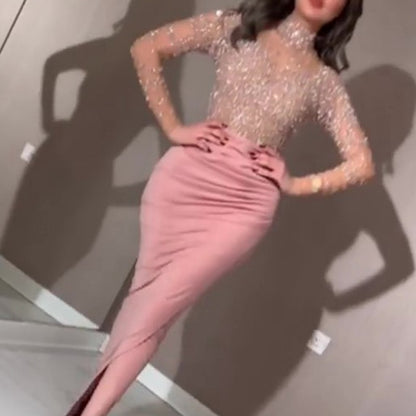 Golden bag hip ball gown dress