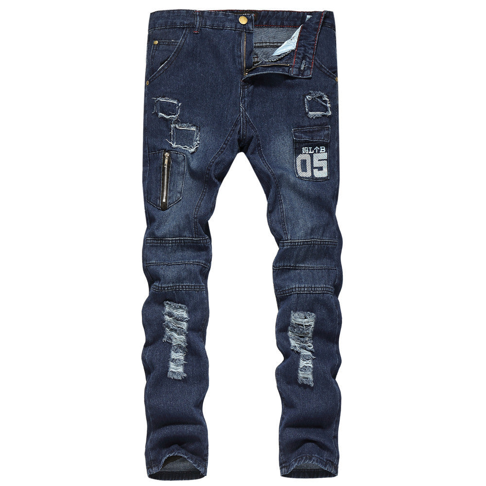 Men’s Slim-Fit Ripped Denim Jeans