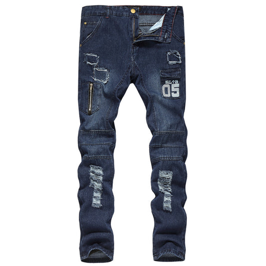 Men’s Slim-Fit Ripped Denim Jeans