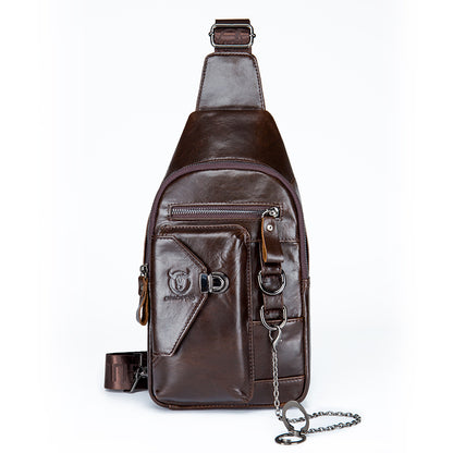 Genuine Leather Mens Chest Shoulder Messenger Bags