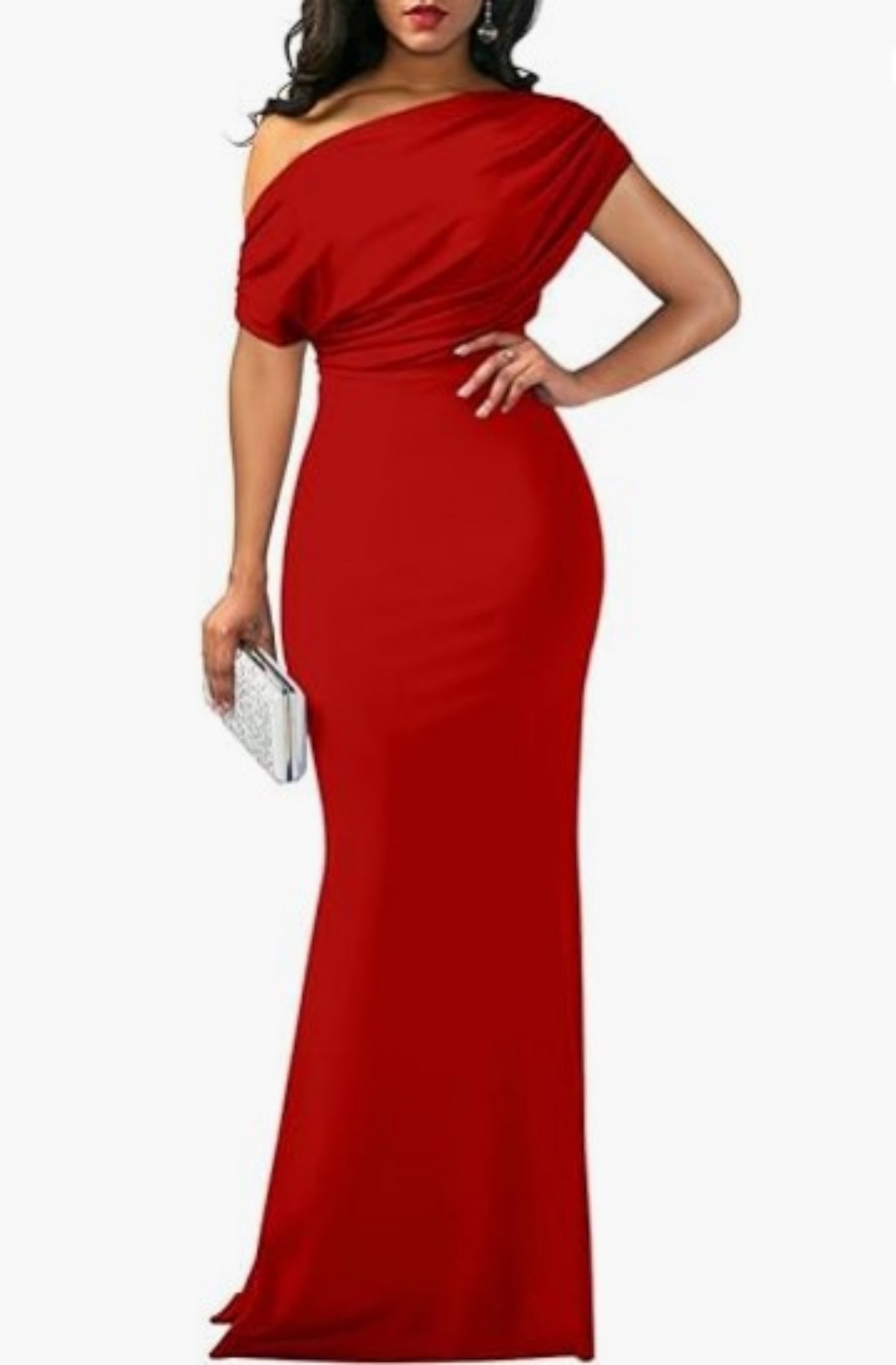 STYLIST FRANTZ™ One-Shoulder Couture Maxi Dress – Luxury Evening Collection
