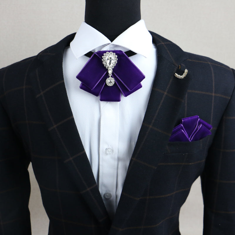 Men’s Bow Tie & Pocket Square Set – Plain Luxury Design by Stylist Frantz
