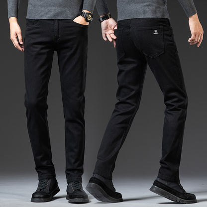 Men’s Slim Fit Elastic Straight Jeans – Comfortable Stretch Denim