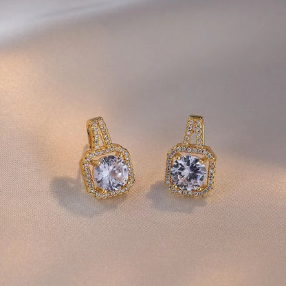 Luxury Zircon Bridal Jewelry Set – Gold Necklace, Earrings & Ring Set for Women