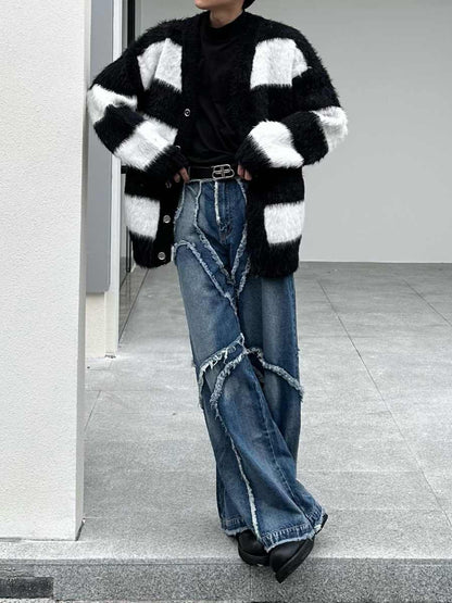 Men’s Distressed Streetwear Heavy Wash Denim Jeans