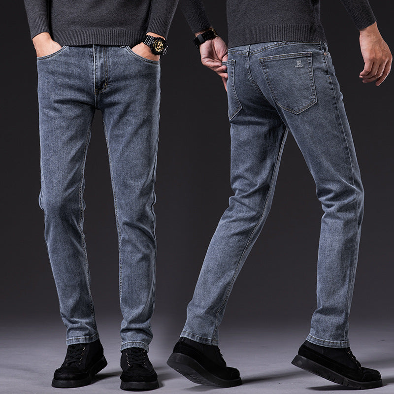 Men’s Slim Fit Elastic Straight Jeans – Comfortable Stretch Denim