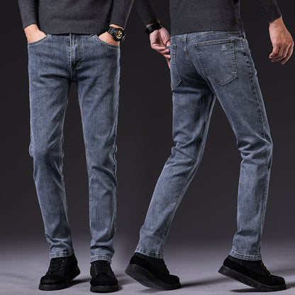 Men’s Slim Fit Elastic Straight Jeans – Comfortable Stretch Denim