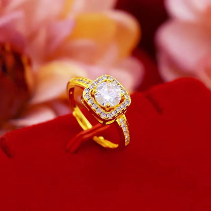 Luxury Zircon Bridal Jewelry Set – Gold Necklace, Earrings & Ring Set for Women