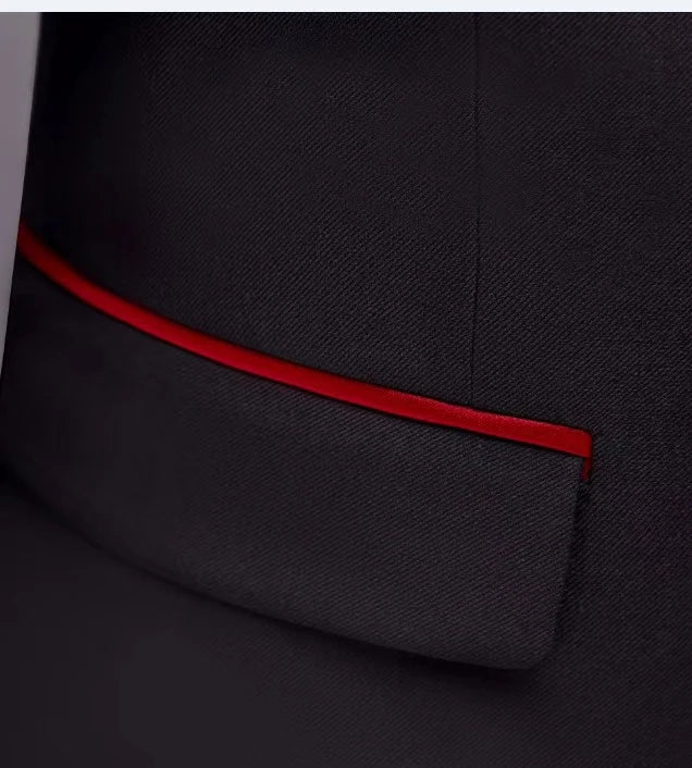 Luxury 3-Piece Black & Red Men’s Suit | Wedding & Special Events