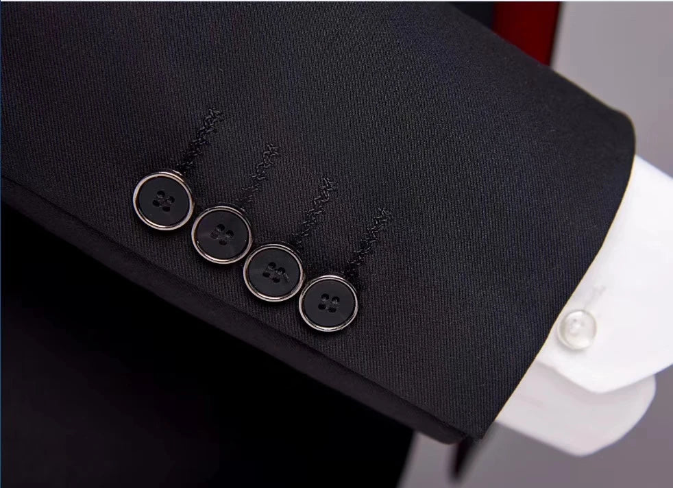 Luxury 3-Piece Black & Red Men’s Suit | Wedding & Special Events