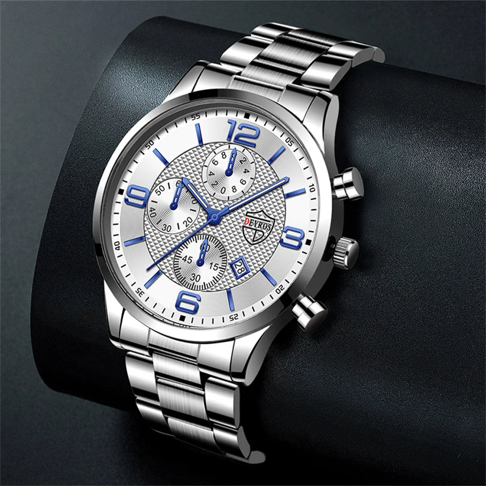 Luxury Stainless Steel Quartz Watch – Men’s Business Style