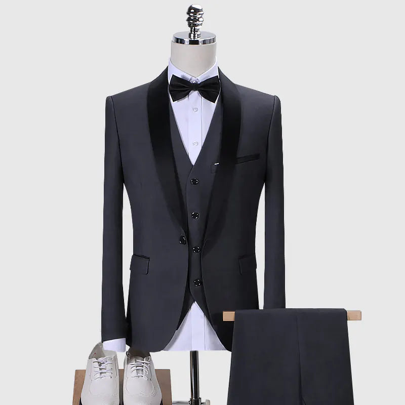 Luxury 3-Piece Black & Red Men’s Suit | Wedding & Special Events