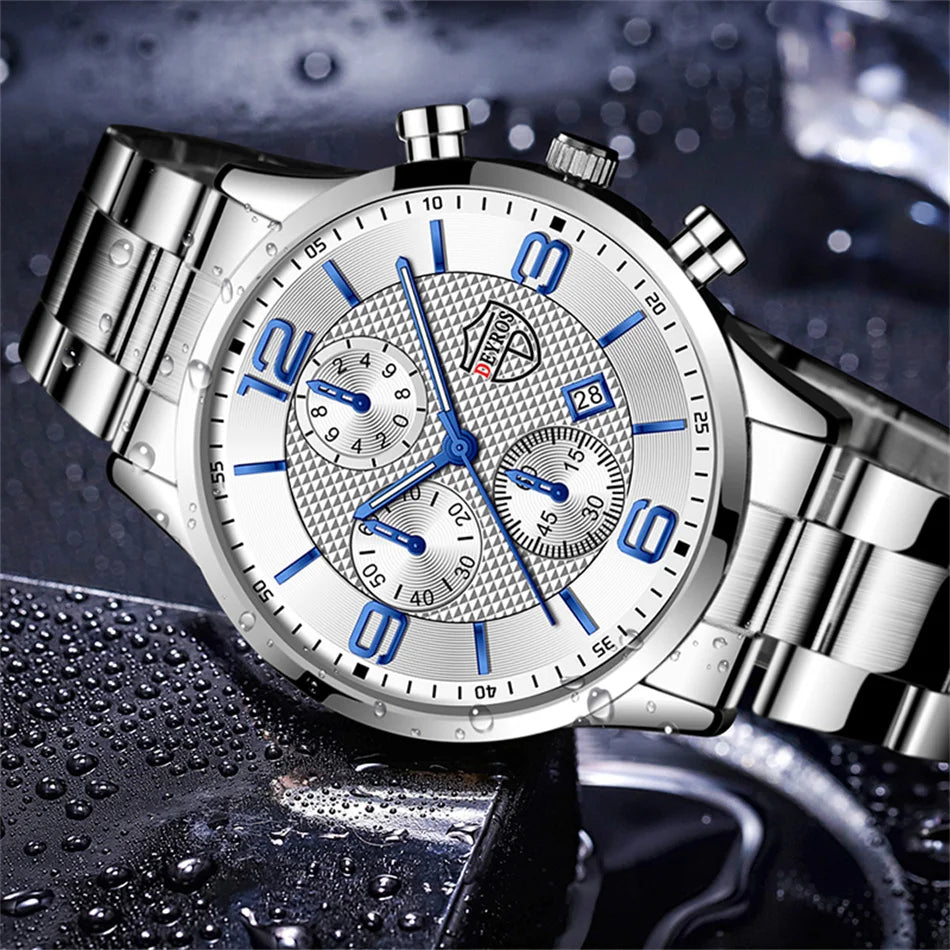 Luxury Stainless Steel Quartz Watch – Men’s Business Style