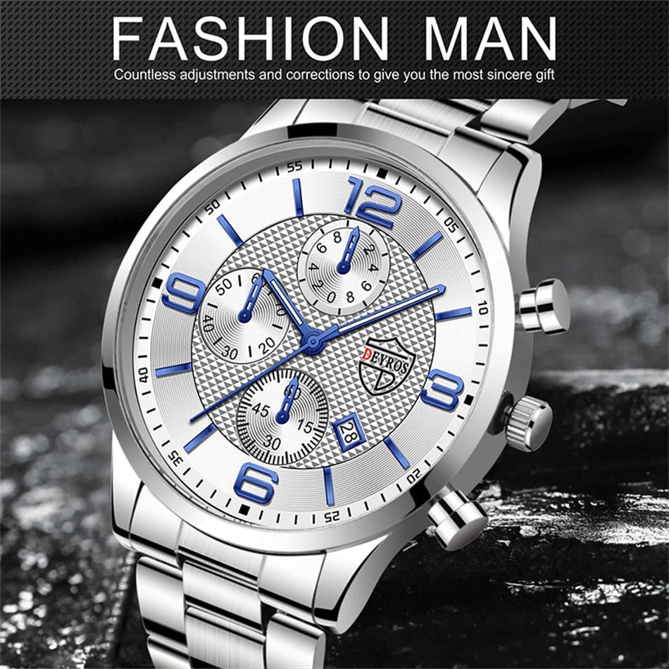 Luxury Stainless Steel Quartz Watch – Men’s Business Style