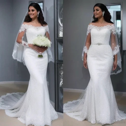 Bohemian Luxury Long Sleeve Mermaid Wedding Gown – Custom Made by Stylist Frantz