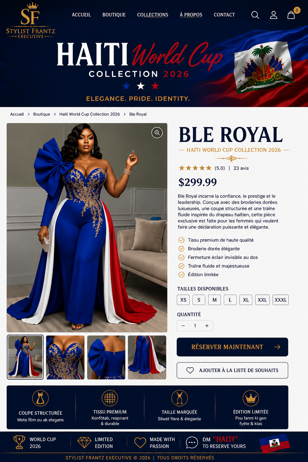 Prestige Couture Jumpsuit – Haiti World Cup Collection 2026