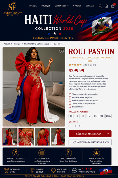 Prestige Couture Jumpsuit – Haiti World Cup Collection 2026