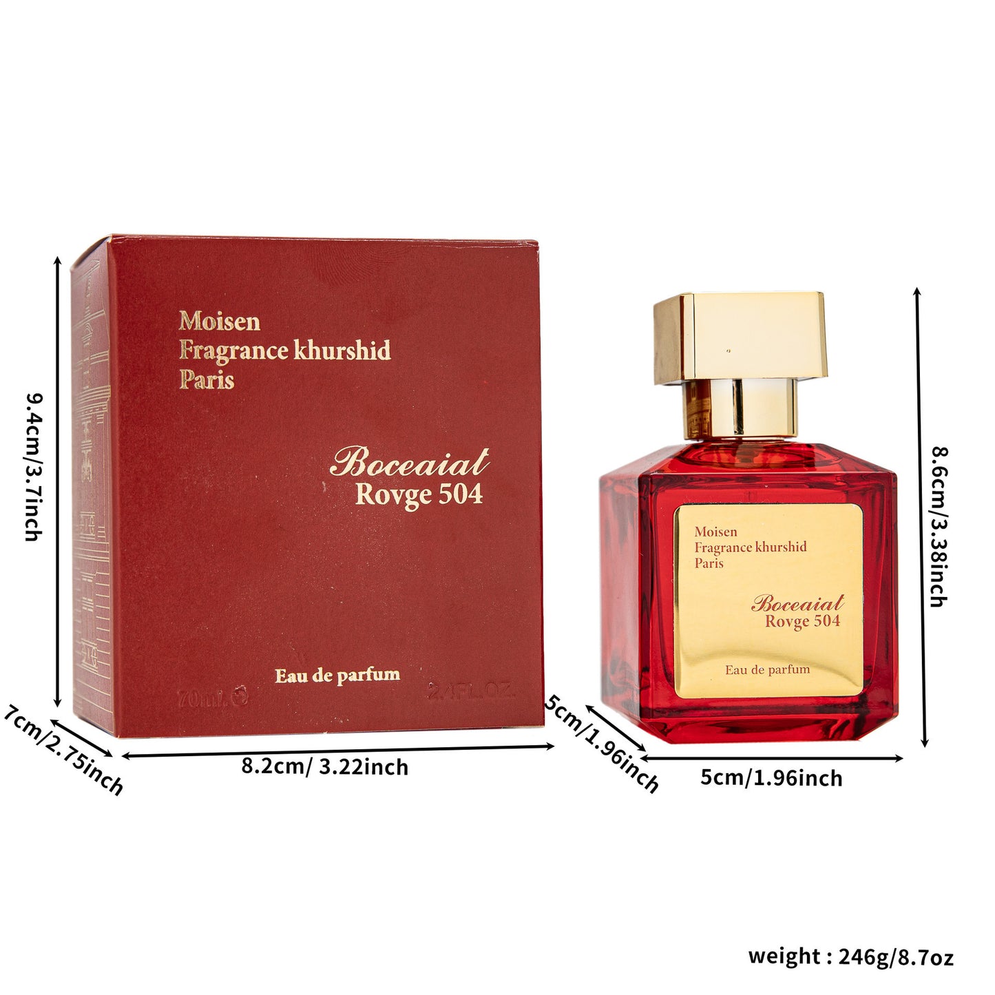 Cross-Border Export Tiktok Popular Rose Red Perfume Ebony Agarwood Light Fragrance Baccarat Long-Lasting Perfume 70ml Batch