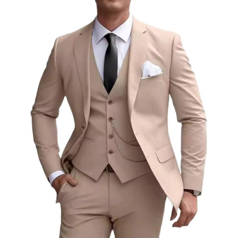 Amazon Foreign Trade Aliexpress Suit Set Three-Piece Wedding Suit Slim Fit Business Banquet Elegant Dress For Men