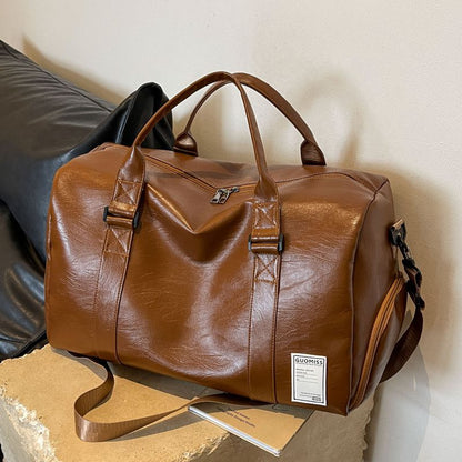 Men's Satchel Travel Bag, High-End Large-Capacity Sports And Fitness Bag, Women's Leather Travel Outfit, Luggage Bag For Men