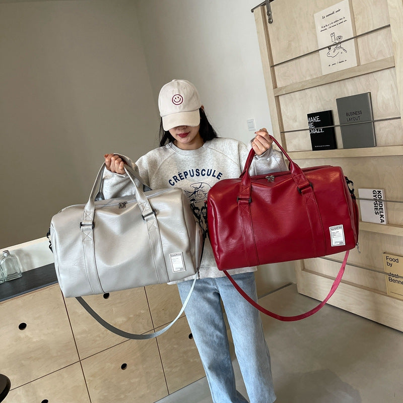 Men's Satchel Travel Bag, High-End Large-Capacity Sports And Fitness Bag, Women's Leather Travel Outfit, Luggage Bag For Men