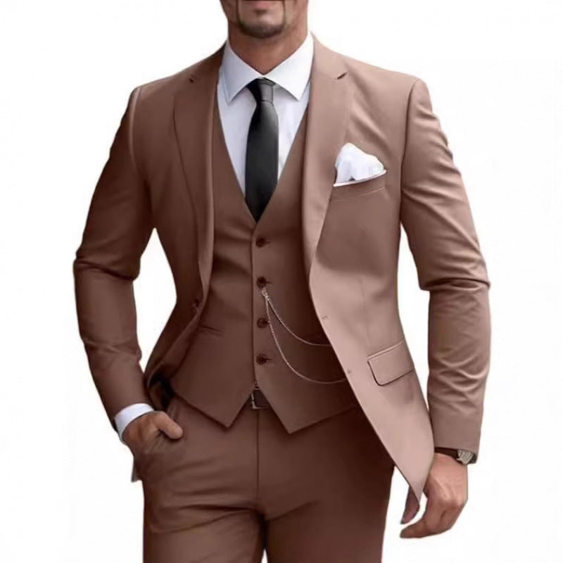Amazon Foreign Trade Aliexpress Suit Set Three-Piece Wedding Suit Slim Fit Business Banquet Elegant Dress For Men