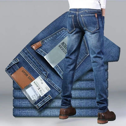 2025 Haopai Spring And Autumn Men's Jeans Korean Style Straight Elastic Mid-Waist Work Casual Versatile Long Pants For Middle-Aged Men