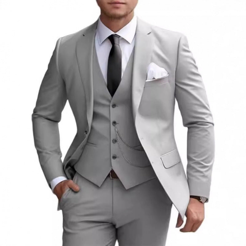 Amazon Foreign Trade Aliexpress Suit Set Three-Piece Wedding Suit Slim Fit Business Banquet Elegant Dress For Men