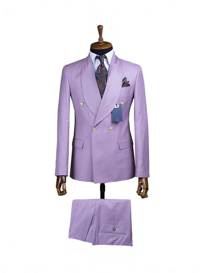 Foreign Trade Cross-Border Aliexpress Factory Direct Sales Pure Color Double-Row Two-Piece Slim Fit Banquet Wedding Groomsmen Men's Suit