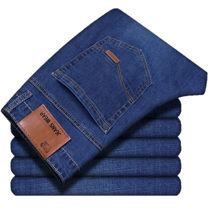 2025 Haopai Spring And Autumn Men's Jeans Korean Style Straight Elastic Mid-Waist Work Casual Versatile Long Pants For Middle-Aged Men