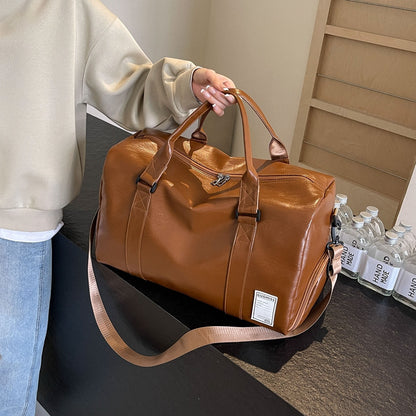 Men's Satchel Travel Bag, High-End Large-Capacity Sports And Fitness Bag, Women's Leather Travel Outfit, Luggage Bag For Men